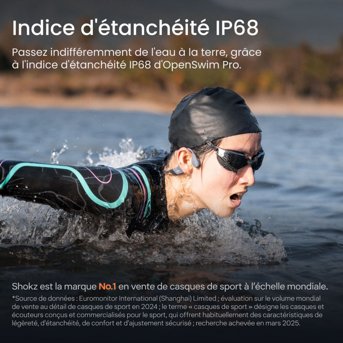 Casque OpenSwim Pro Gris gris, SHOKZ