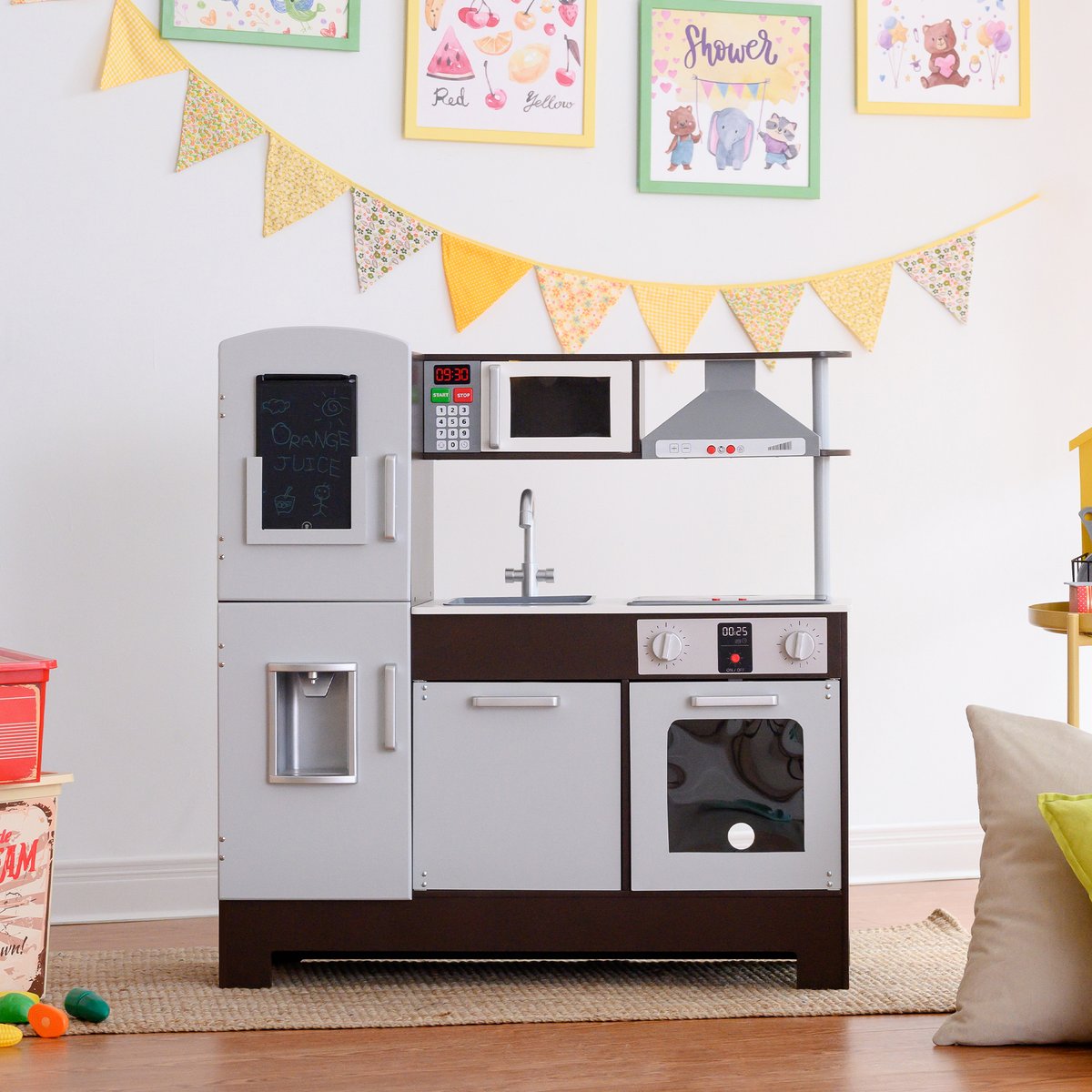 Cuisine Enfant Lumière Sonore LITTLE CHEF gris, TEAMSON KIDS