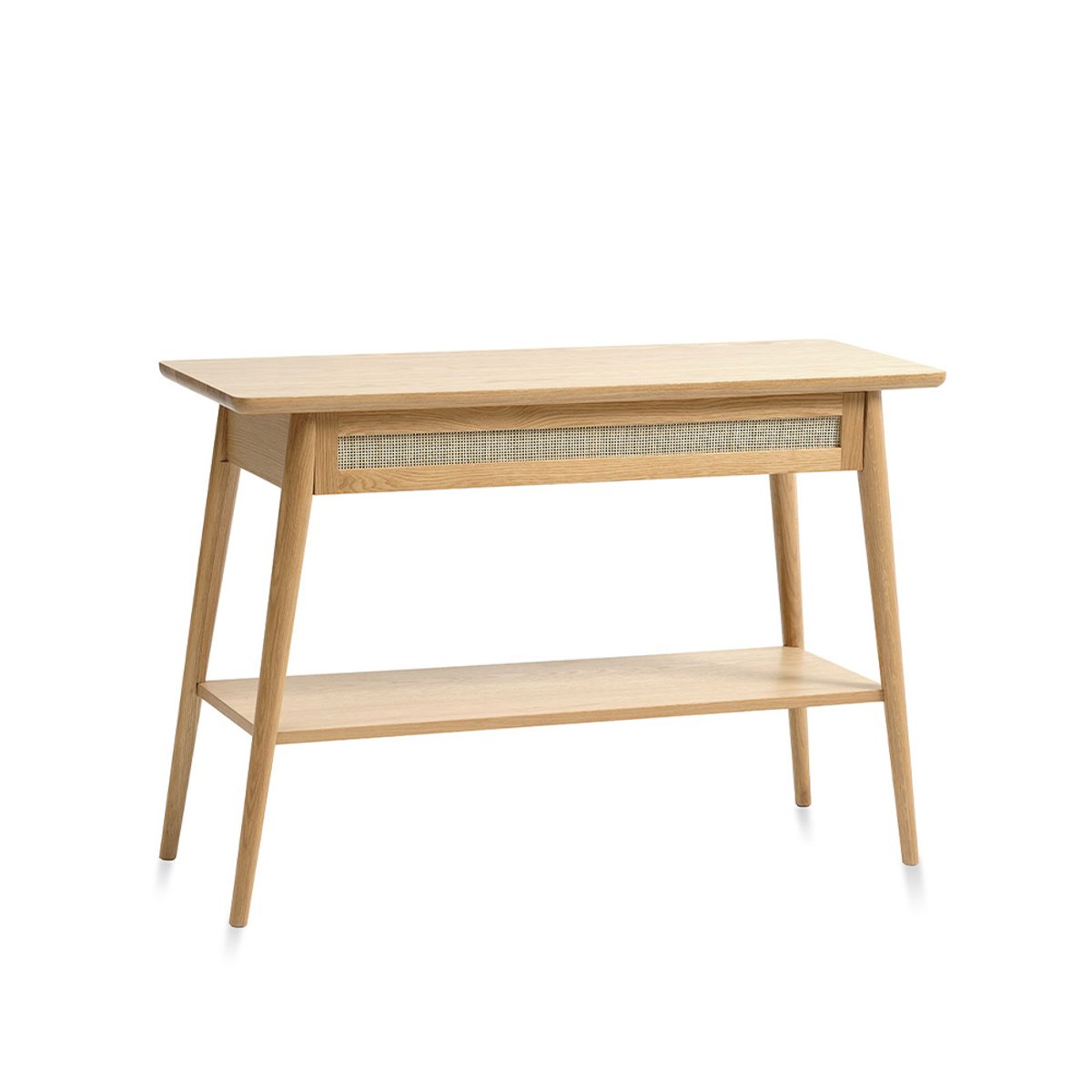 Console 2 plateaux 1 tiroir - Bois et rotin - CAPRI marron, MAISON AUBERTIN