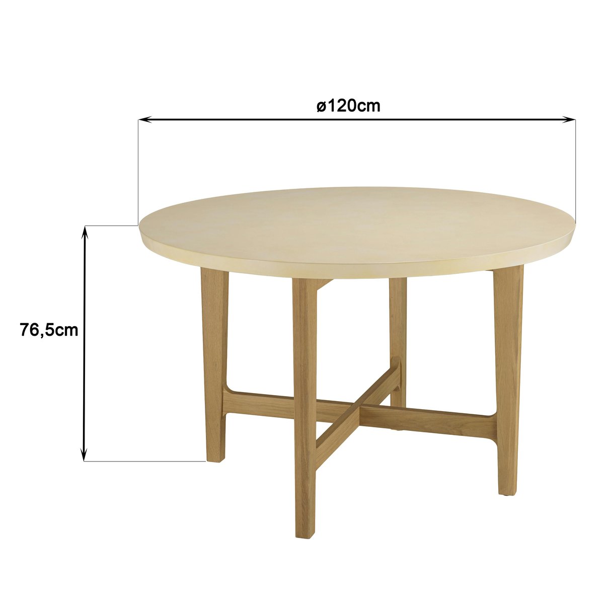 Table à manger ronde 120 cm plateau béton beige BRASILIA beige, PIER IMPORT