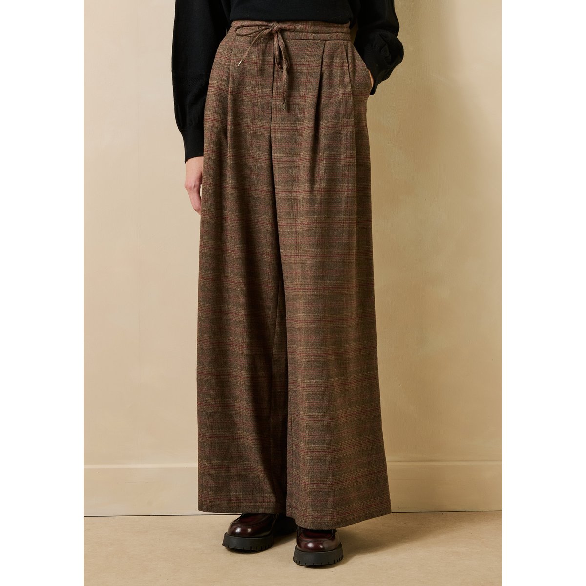 Pantalon large à carreaux rouille, LA FEE MARABOUTEE