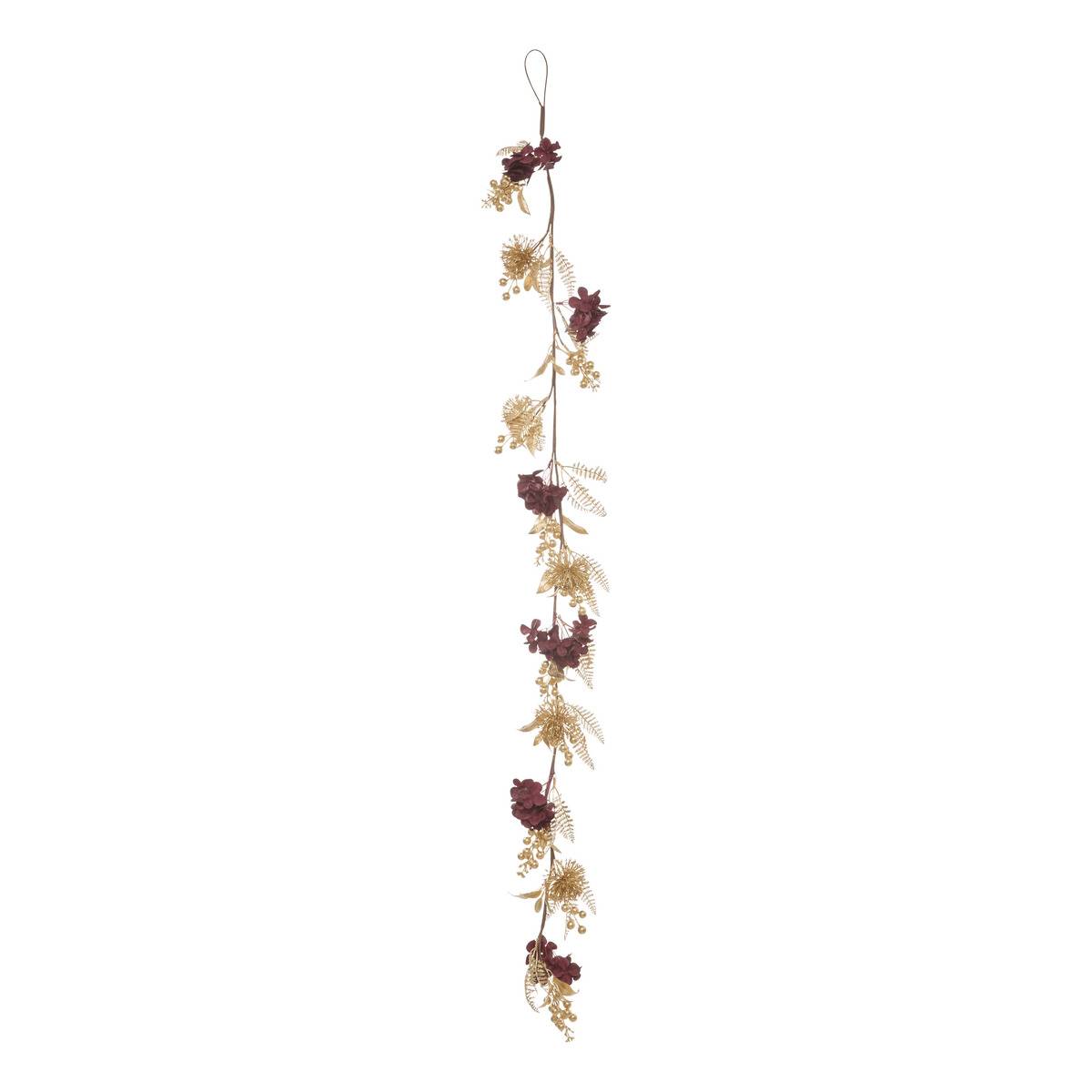 Guirlande de Noël baies et fleurs or et rouge 150 cm dore, FEERIC LIGHTS & CHRISTMAS