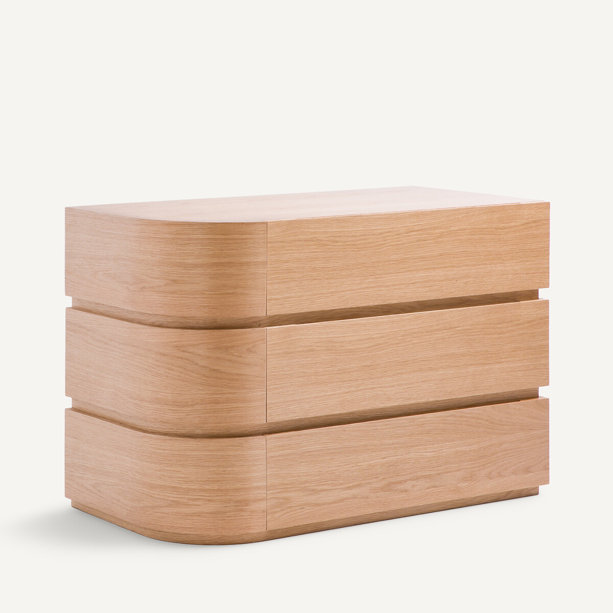 Élément commode à angle rond pour dressing modulable, en plaqué chêne, EVORIA naturel, AM.PM