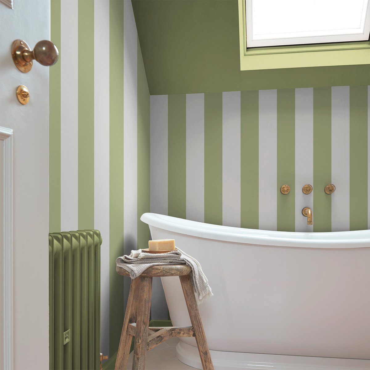 Papier peint Quartet rayures vert anis. blanc, GRAHAM ET BROWN