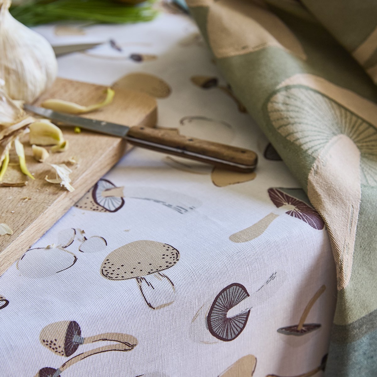 Nappe enduite LE COIN DES CHAMPIGNONS naturel, SYLVIE THIRIEZ