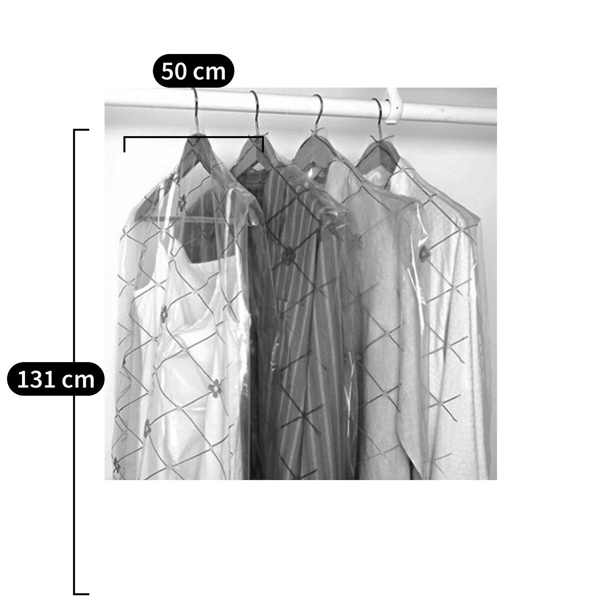 Lot de 15 housses anti-mites, Kirda transparent motif bleu, SO'HOME