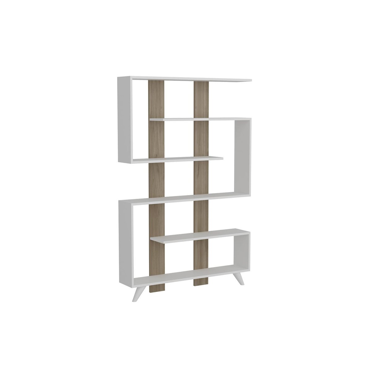 Bibliothèque asymétrique 5 étagères design scandinave RAIN blanc, TOILINUX