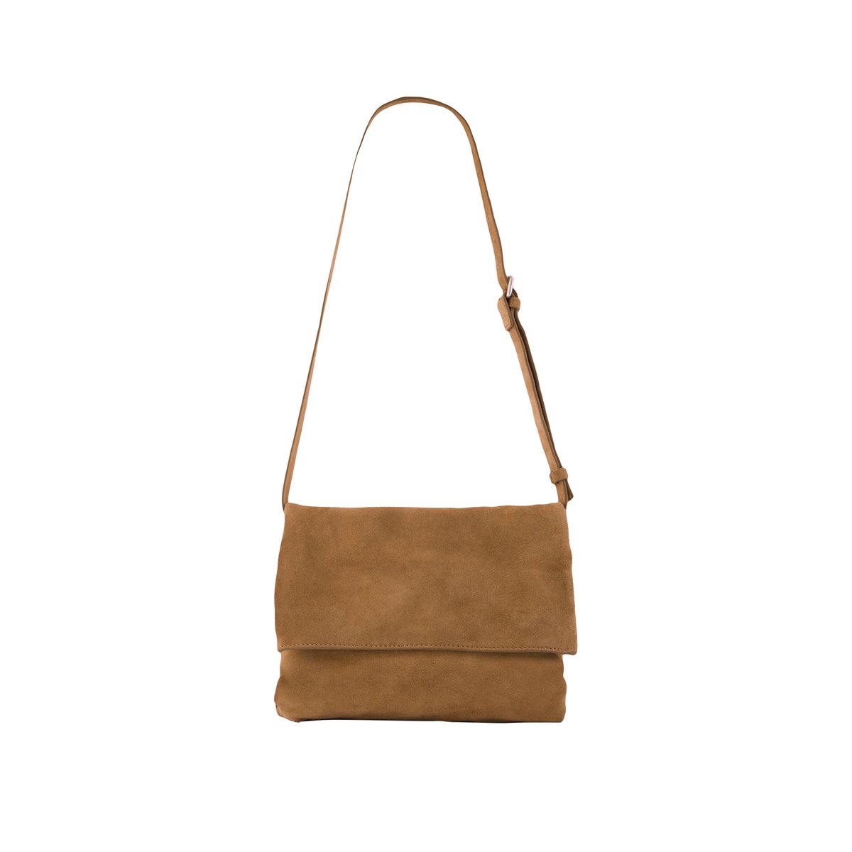 Sac besace cuir velours MESSENGER camel, IKKS