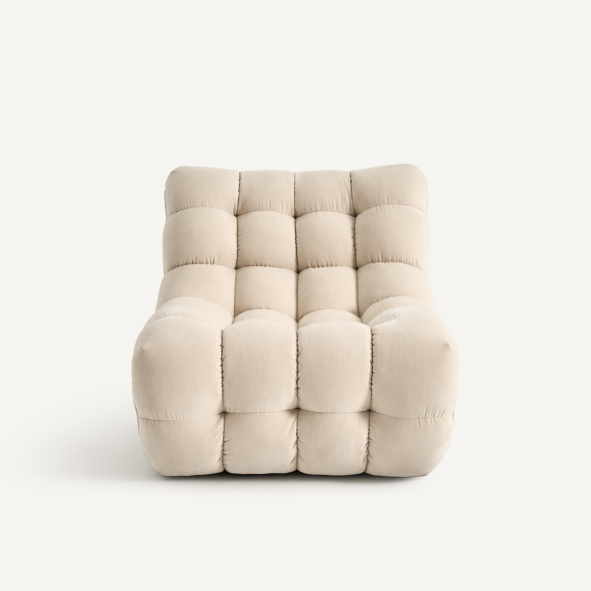 Fauteuil modulable capitonné, en velours, JUD ecru, AM.PM