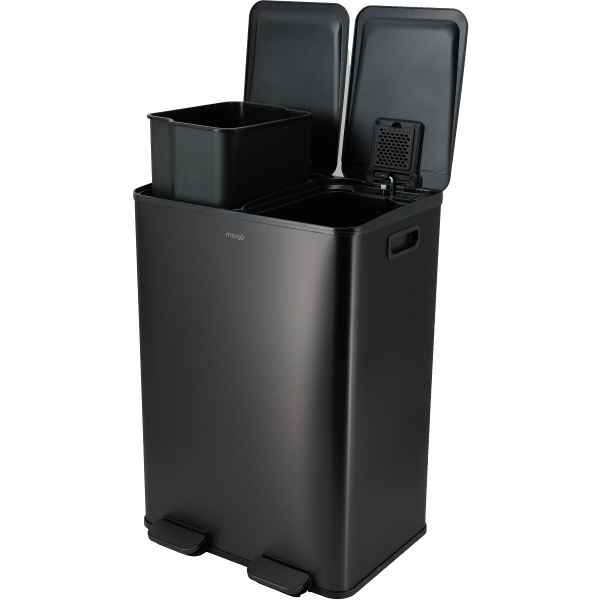 Poubelle de cuisine tri sélectif 60L anthracite couleur unique, MIOGO