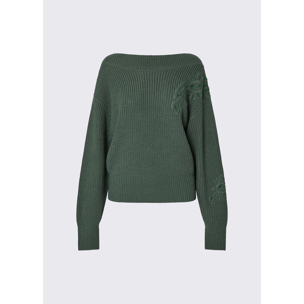 Maille en laine avec broderie vert foncé, LIU JO