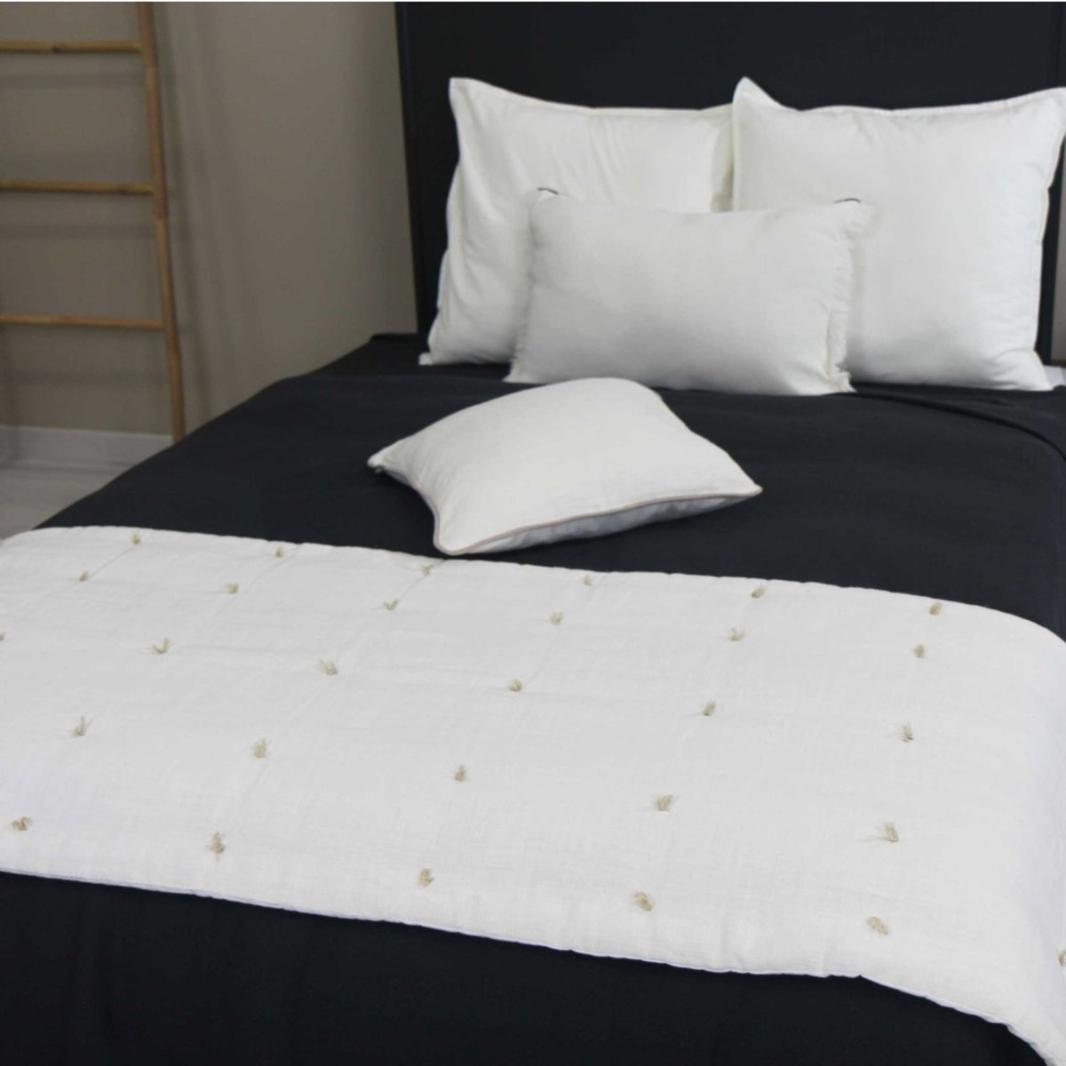 Coussin lin et coton bourdon blanc, SUD ETOFFE