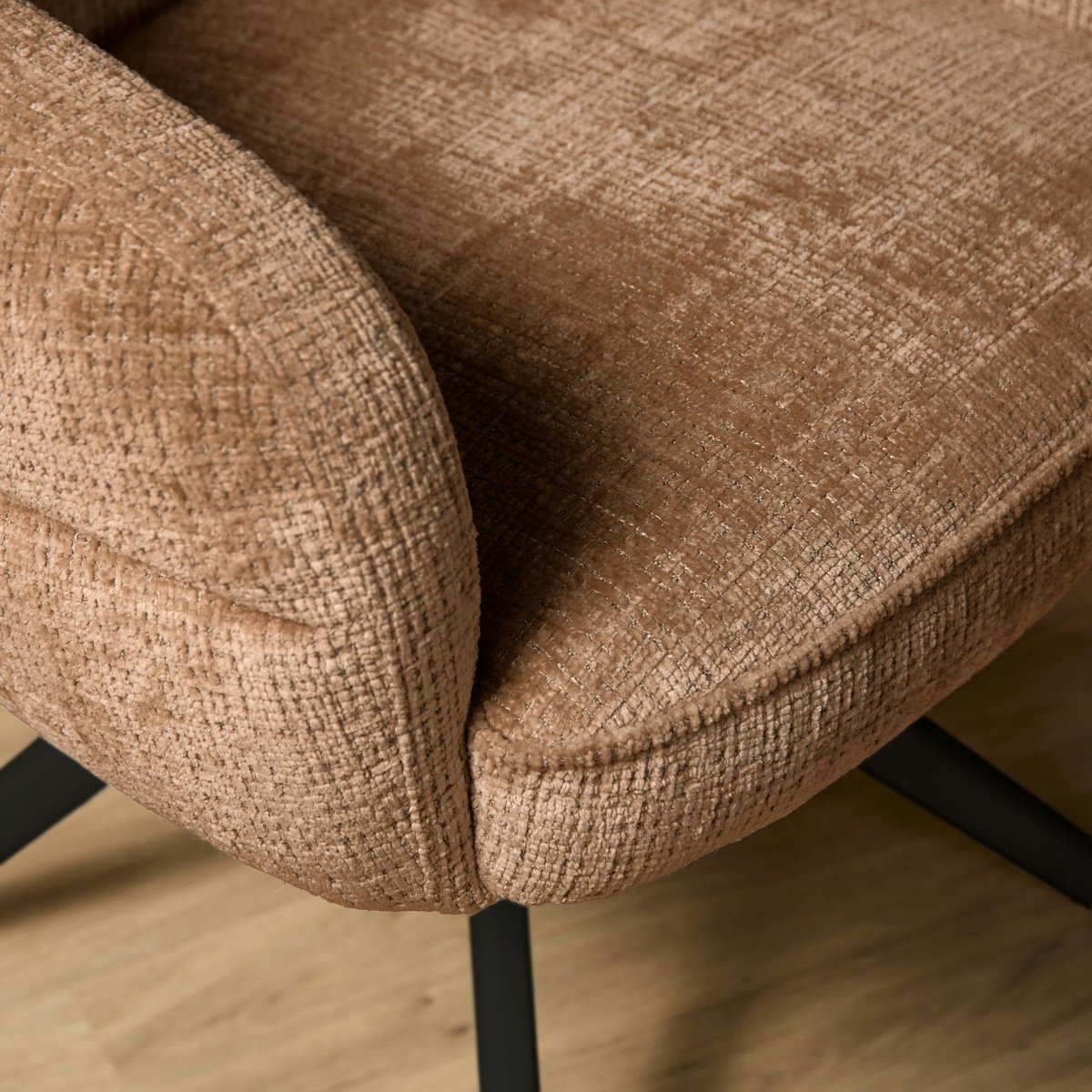 Chaise arrondie pivotante en tissu chenille (lot de 2) CORTINA marron, PIER IMPORT