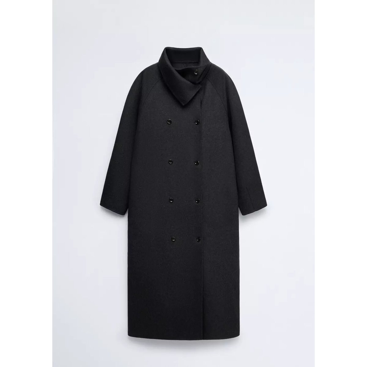 Manteau laine écharpe amovible gris chiné foncé, MANGO