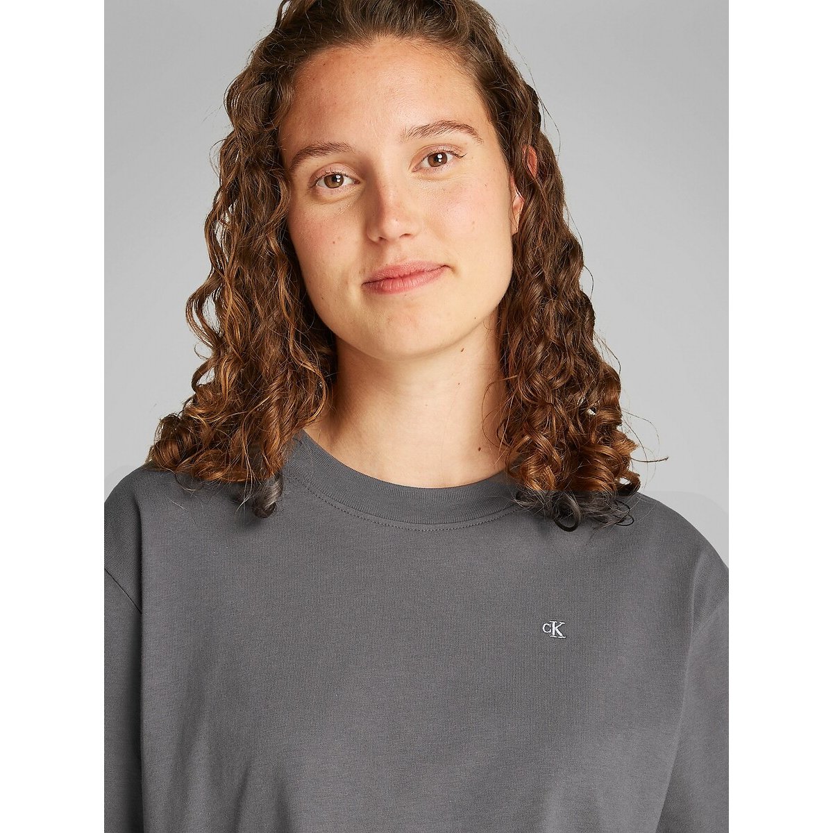 T-shirt à manches courtes coupe large, logo dans l gris, CALVIN KLEIN JEANS