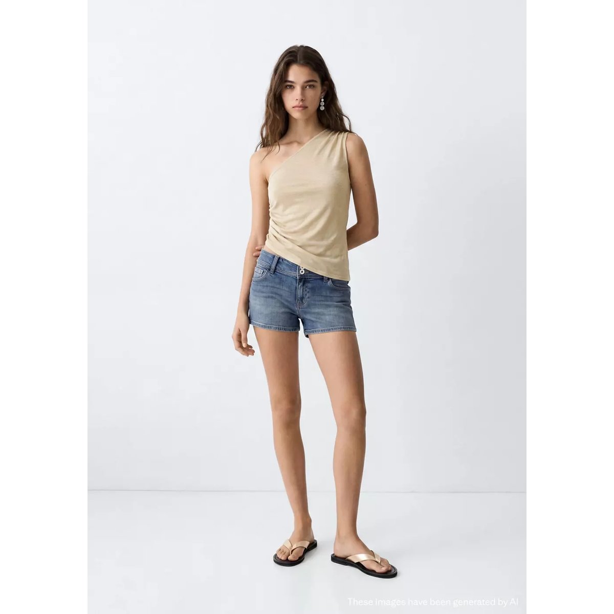 Top asymétrique froncé sur le côté or, MANGO TEEN