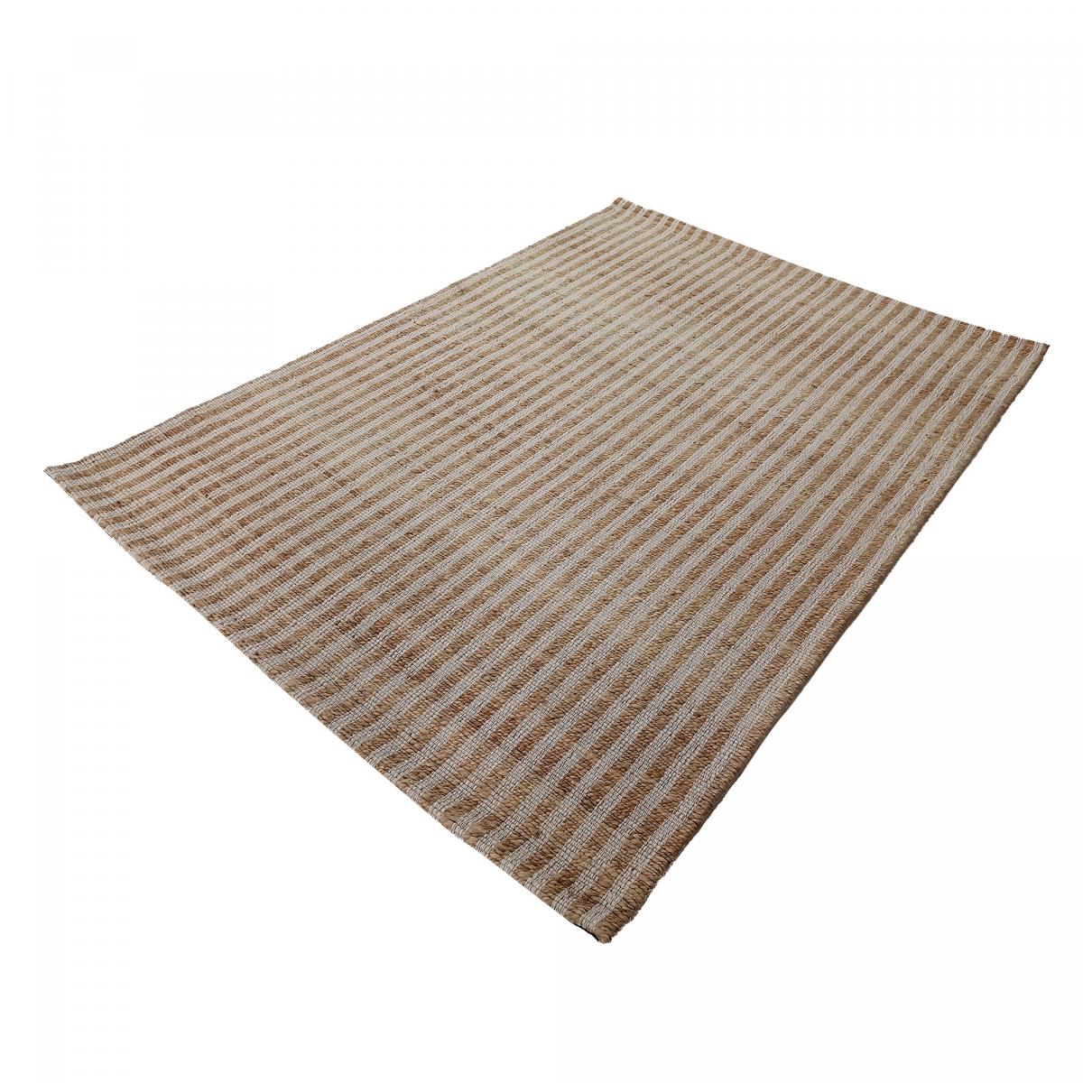 Tapis jute fait main motif faux uni VERTYJUTE beige, blanc, UN AMOUR DE TAPIS