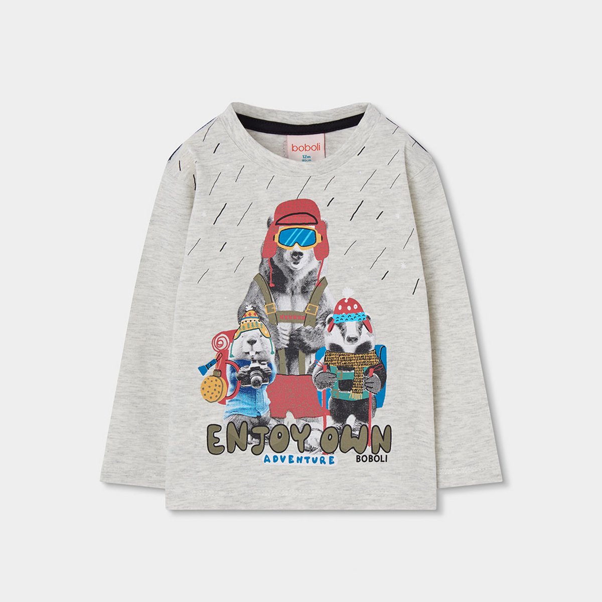 T-shirt maille garçon imprimé animaux multicolore, BOBOLI