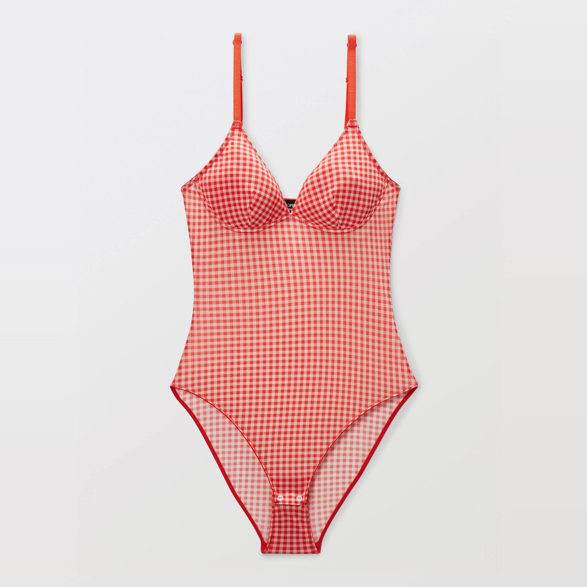 Body fines bretelles JANE en tulle imprimé rouge, MONOPRIX