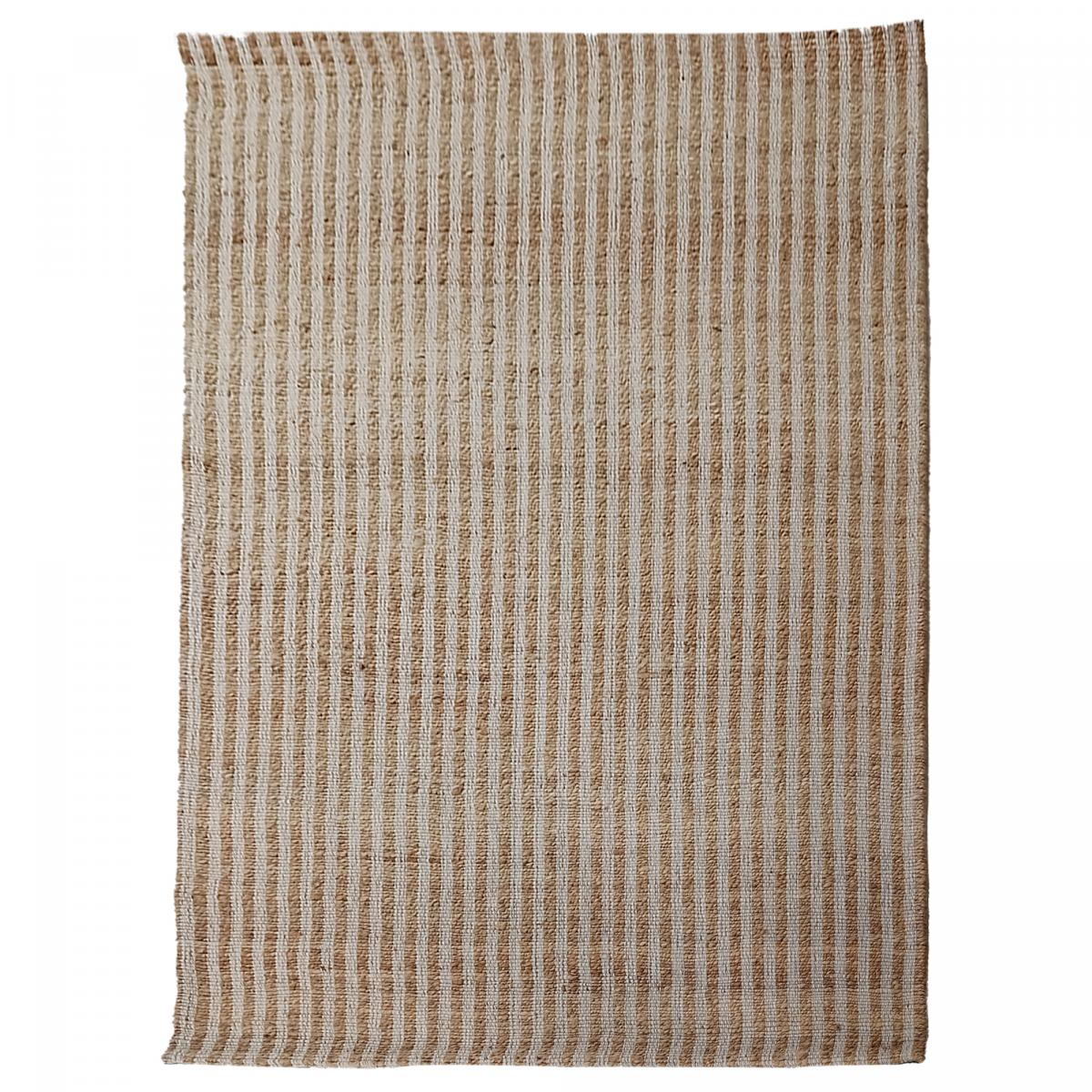 Tapis jute fait main motif faux uni VERTYJUTE beige, blanc, UN AMOUR DE TAPIS
