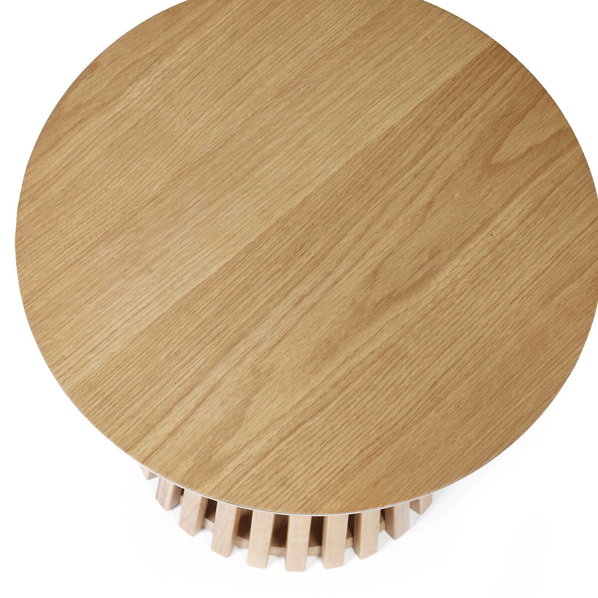 Osric Round Natural Oak Slatted Side Table natural oak, SO'HOME