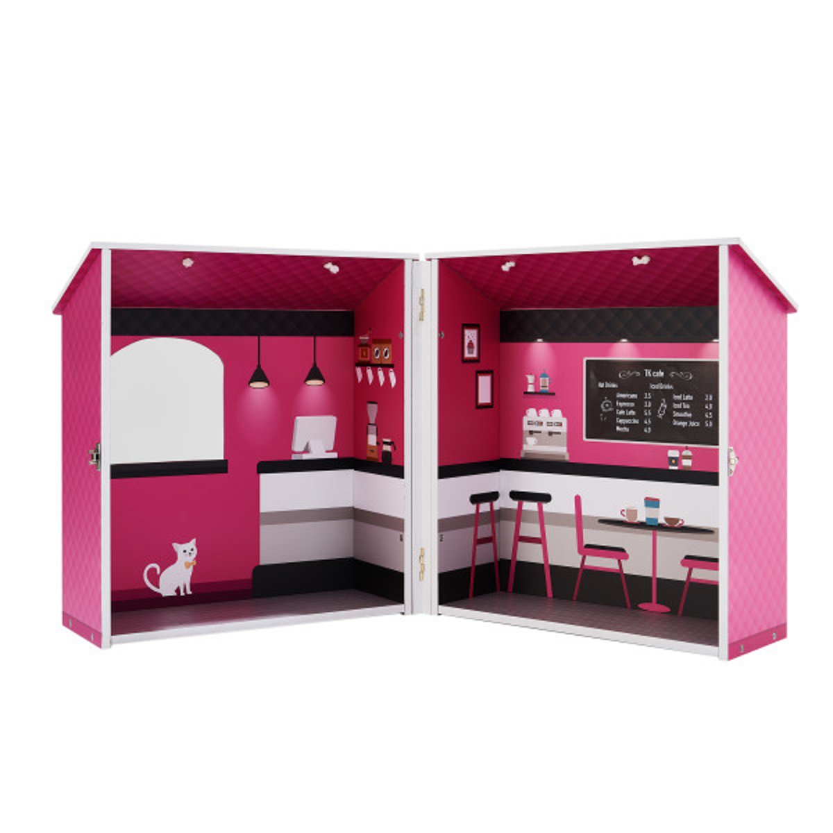 Maison Poupée Bois City Café DREAMLAND rose, TEAMSON KIDS