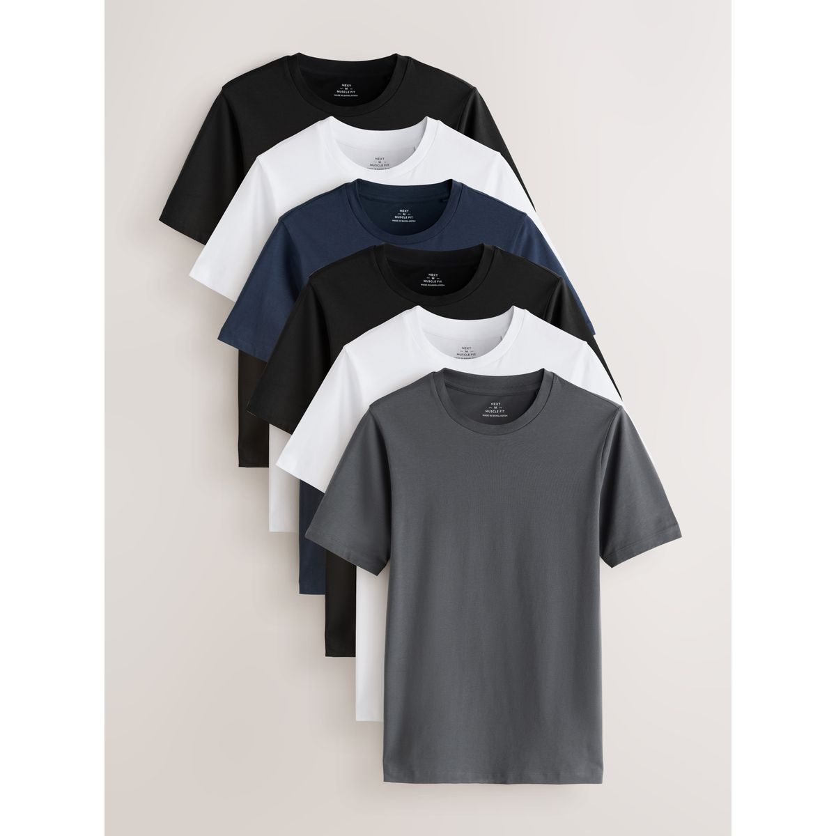 T-shirt en coton essential, lot de 6 noir/blanc/marine/gris, NEXT