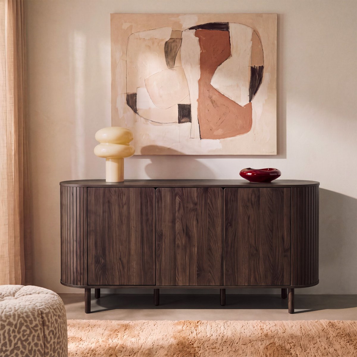 Buffet 3 portes en bois L 160 cm- ALMA bois foncé, DRAWER