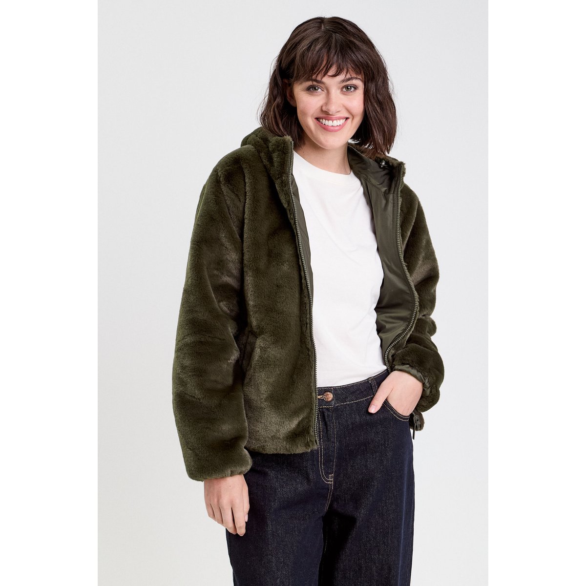 Parka réversible à capuche vert kaki, CACHE CACHE
