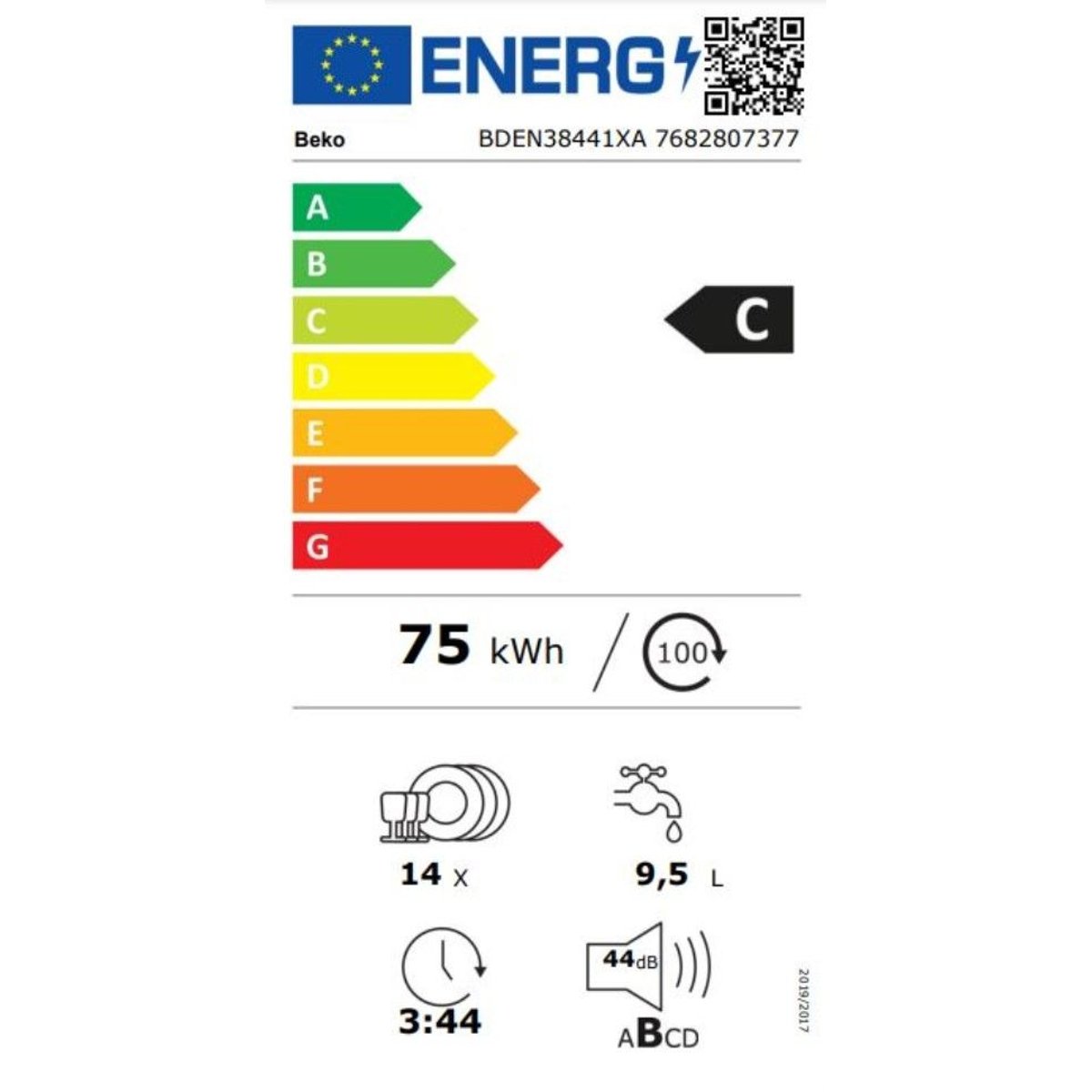 Lave vaisselle 60 cm BDEN38441XA inox, BEKO