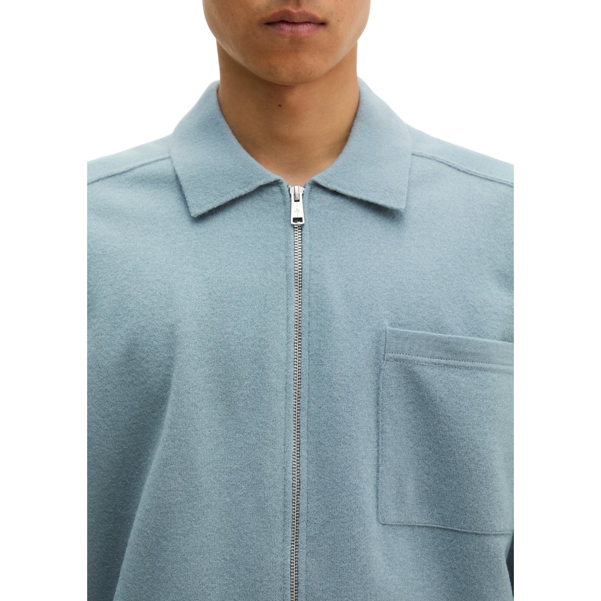 Cardigan overhirt regular en aspect compact de laine bouillie bleu clair, MARC O'POLO