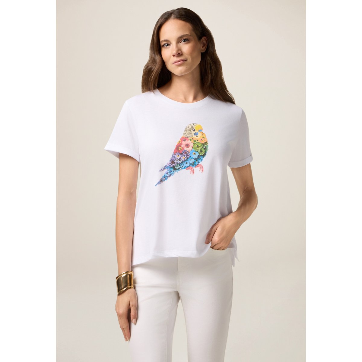 T-shirt avec impression et applications blanc, OLTRE