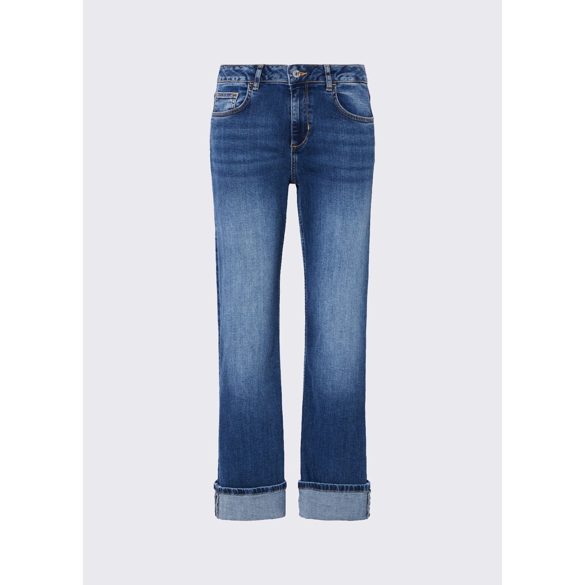 Jean droit avec revers denim bleu, LIU JO