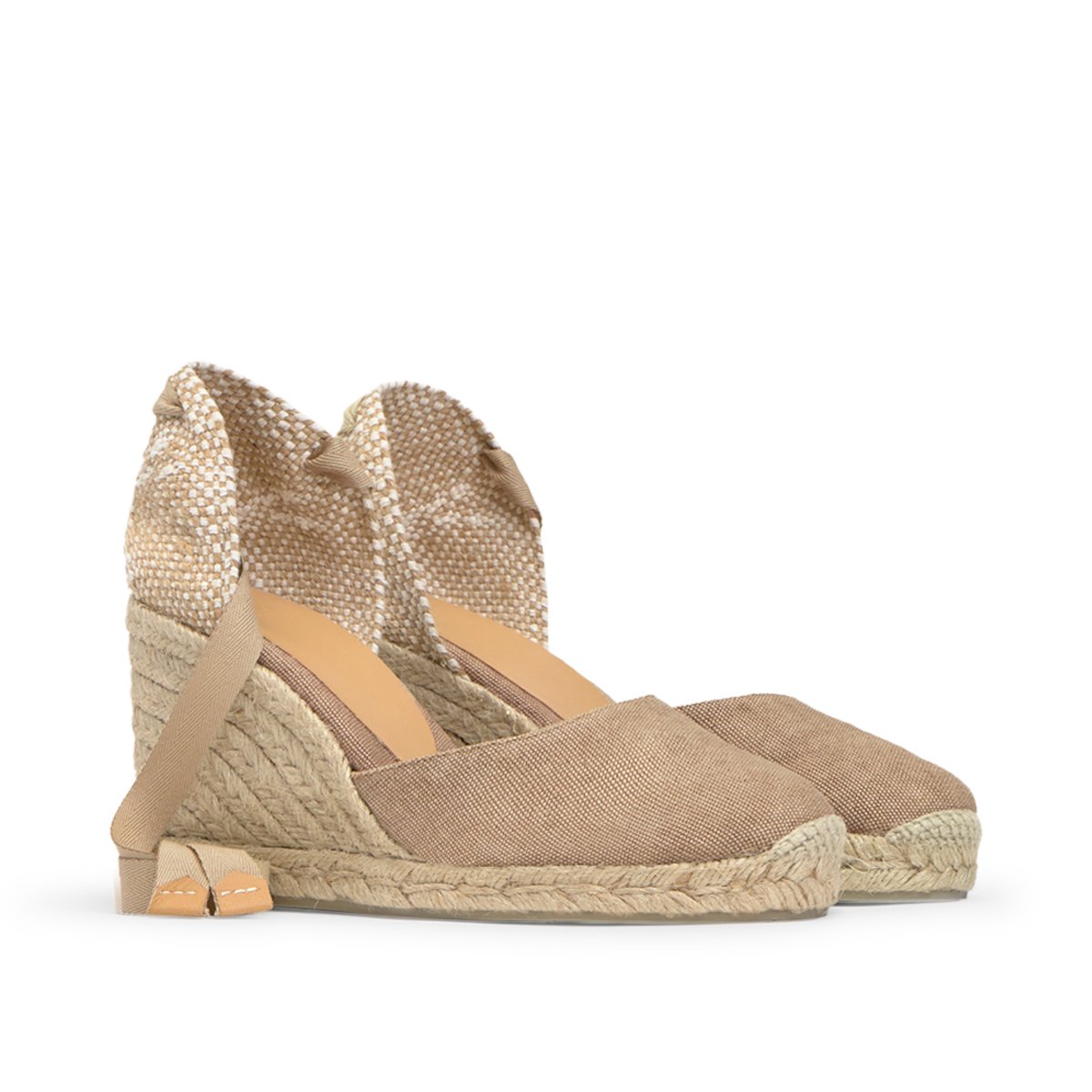 Espadrilles compensées à lacets avec plateforme tressée CARINA PLATFORM sable, CASTANER