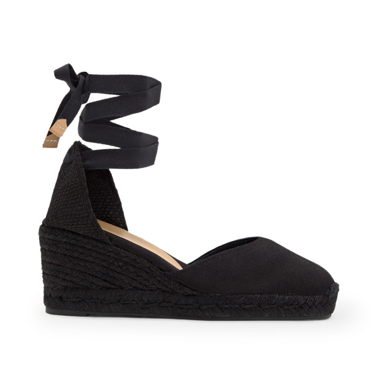Espadrilles compensées à lacets avec plateforme tressée CARINA PLATFORM noir, CASTANER