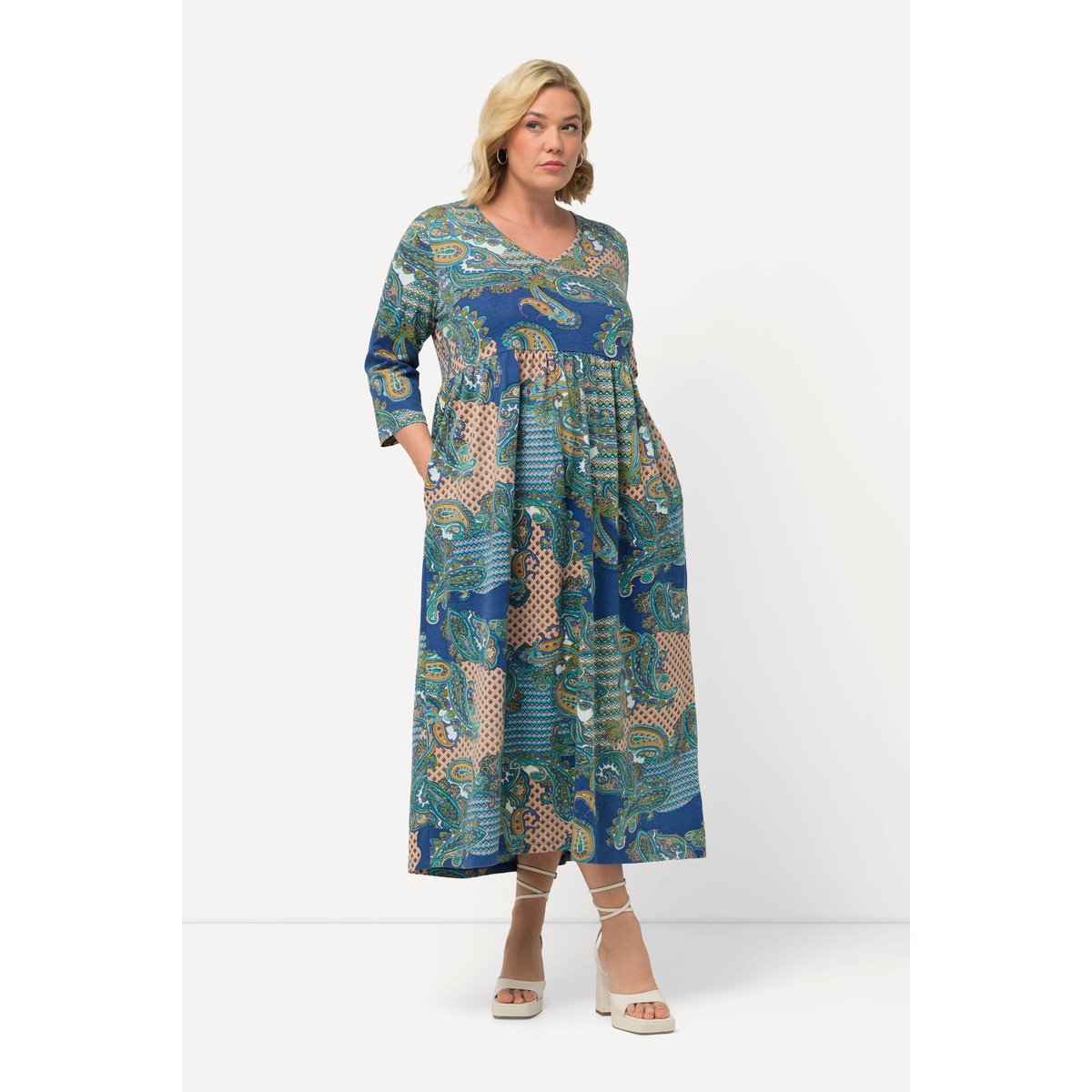 Robe en jersey coupe trapèze à pétrole foncé, ULLA POPKEN