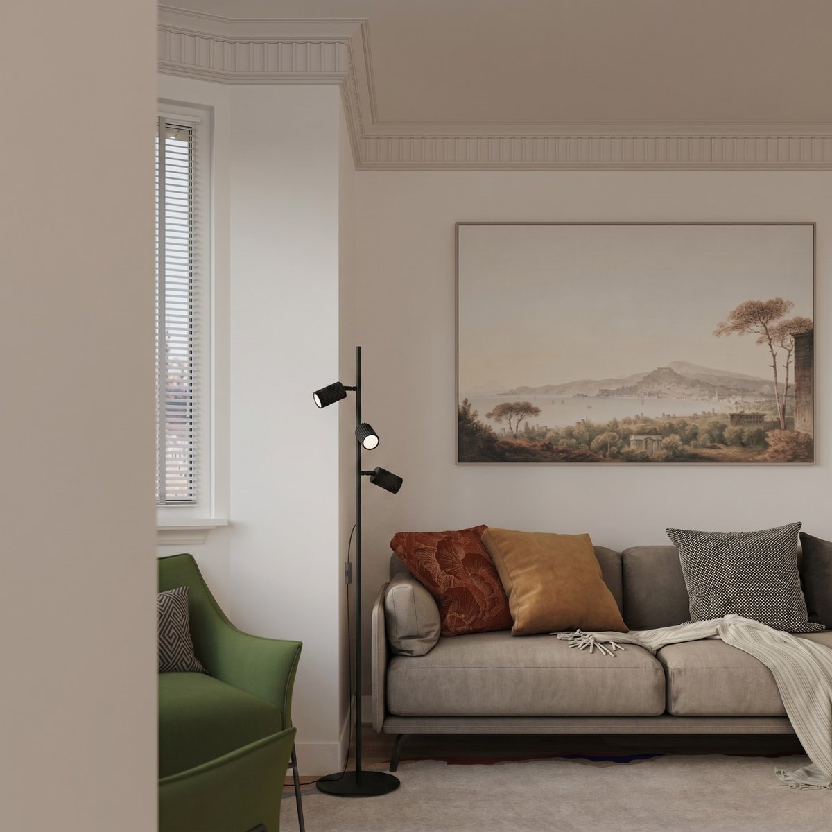 Lampadaire Aluminium Noir GU10 3 KARBON noir, EDEN