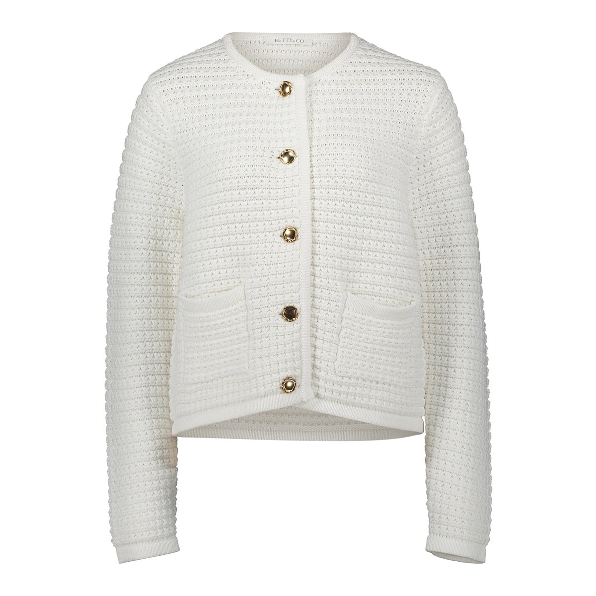 Cardigan en maille à patte de boutonnage blanc, BETTY & CO