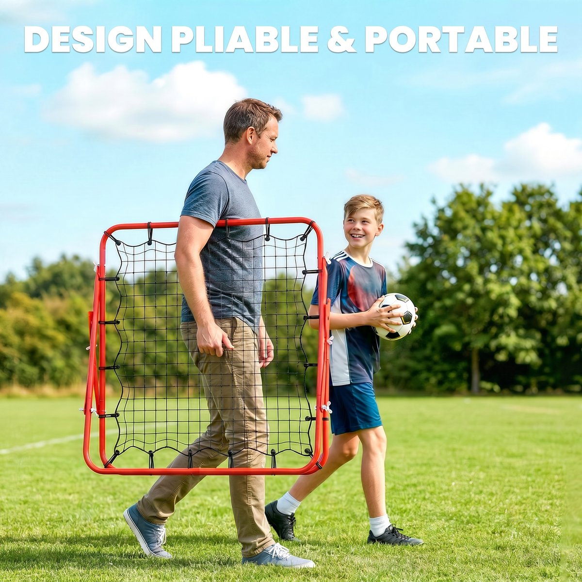 Filet de rebond pour le football PE Rouge rouge, HOMCOM