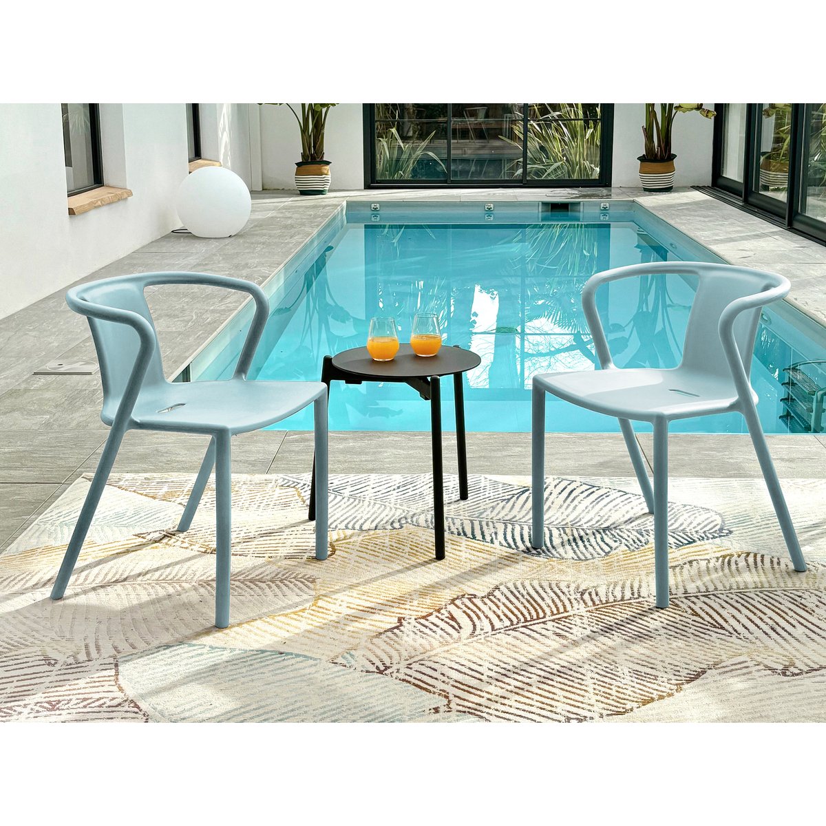 Fauteuil de jardin empilable en Polypropylène DIEGO bleu azur, CITY GARDEN