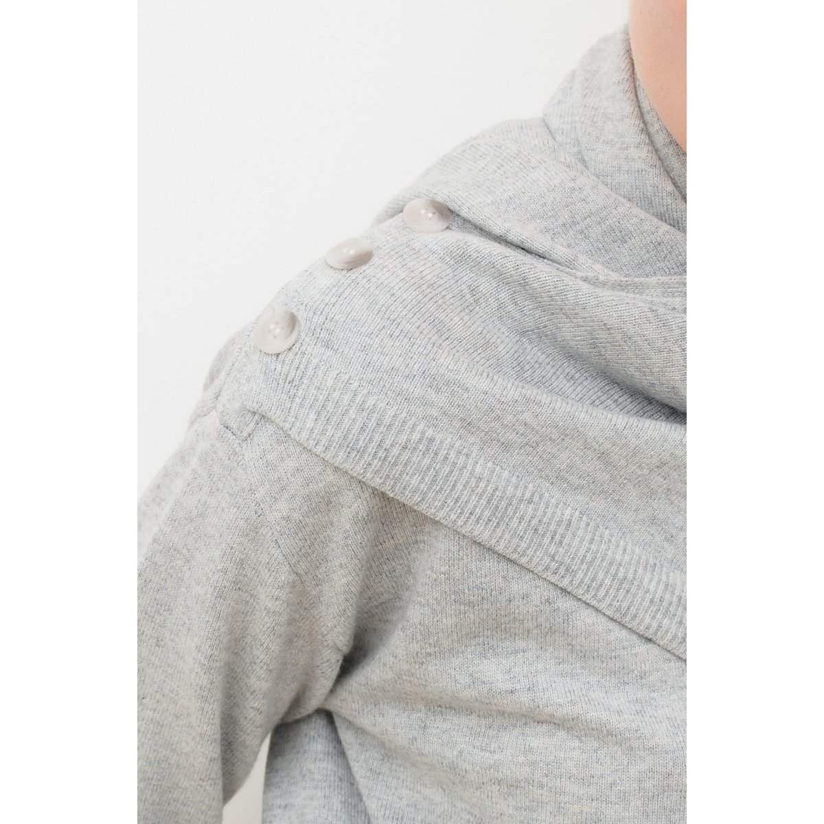 Pull large col drapé MCHER gris, CAROLL