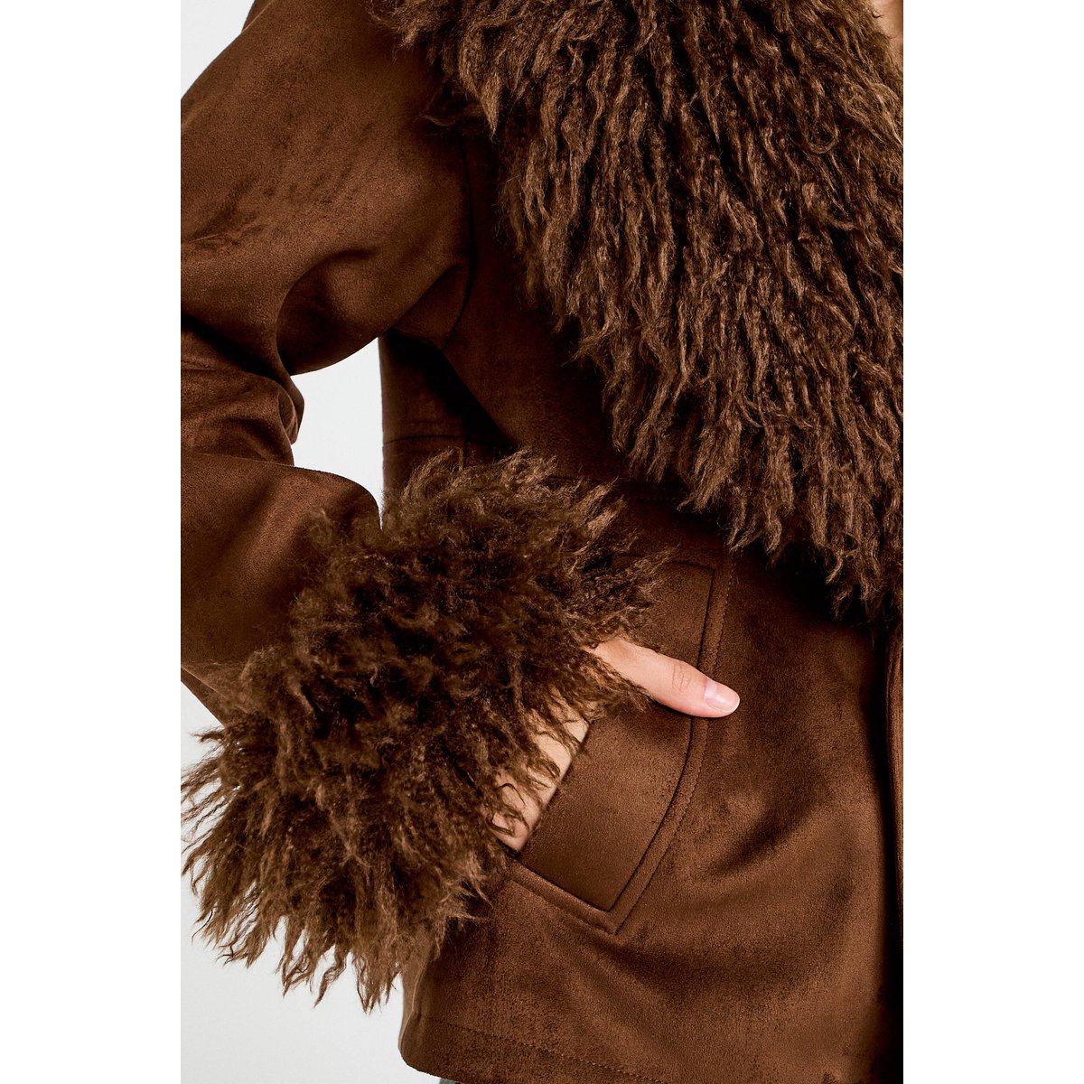Manteau droit manches longues marron, CACHE CACHE