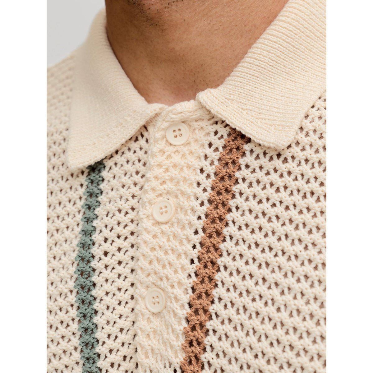 Polo Tricoté blanche - sea salt 1, JACK & JONES