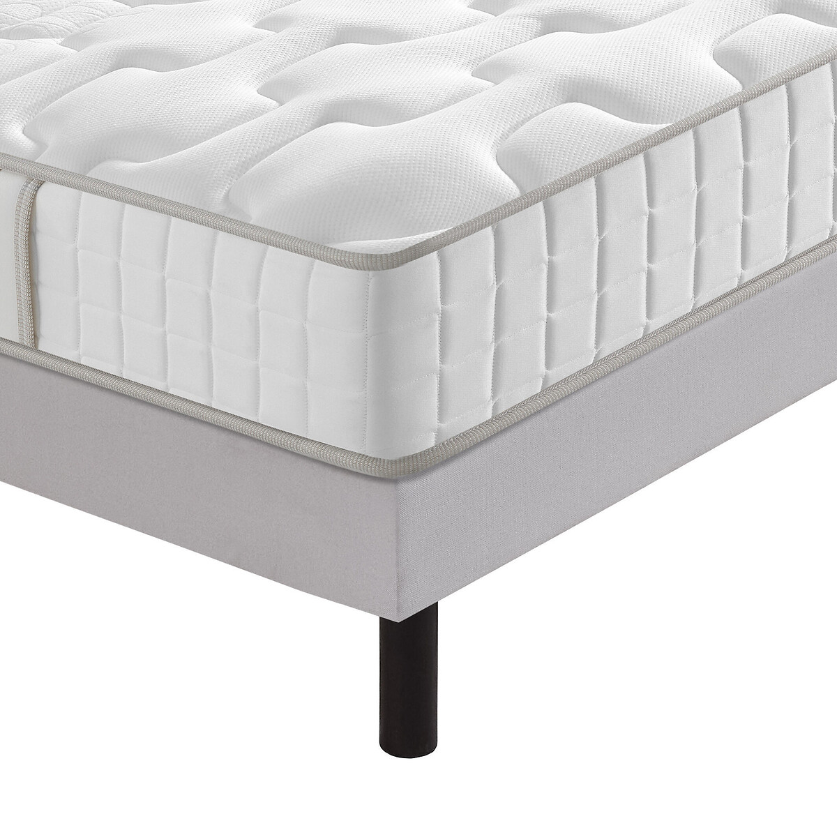 Ensemble matelas 560 ressorts le Poétique + sommier tapissier gris souris, EPEDA