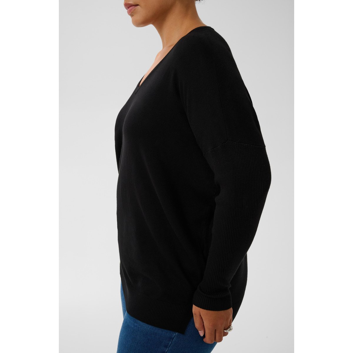 Pullover tricoté noir black deep, KAFFE CURVE