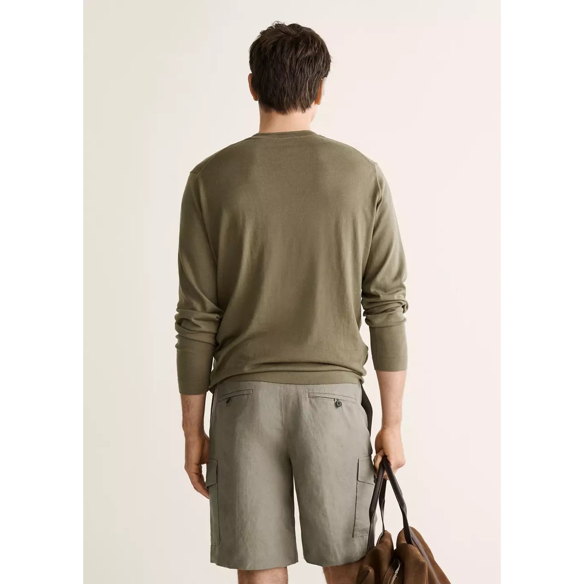 Pull-over maille fine coton kaki, MANGO MAN