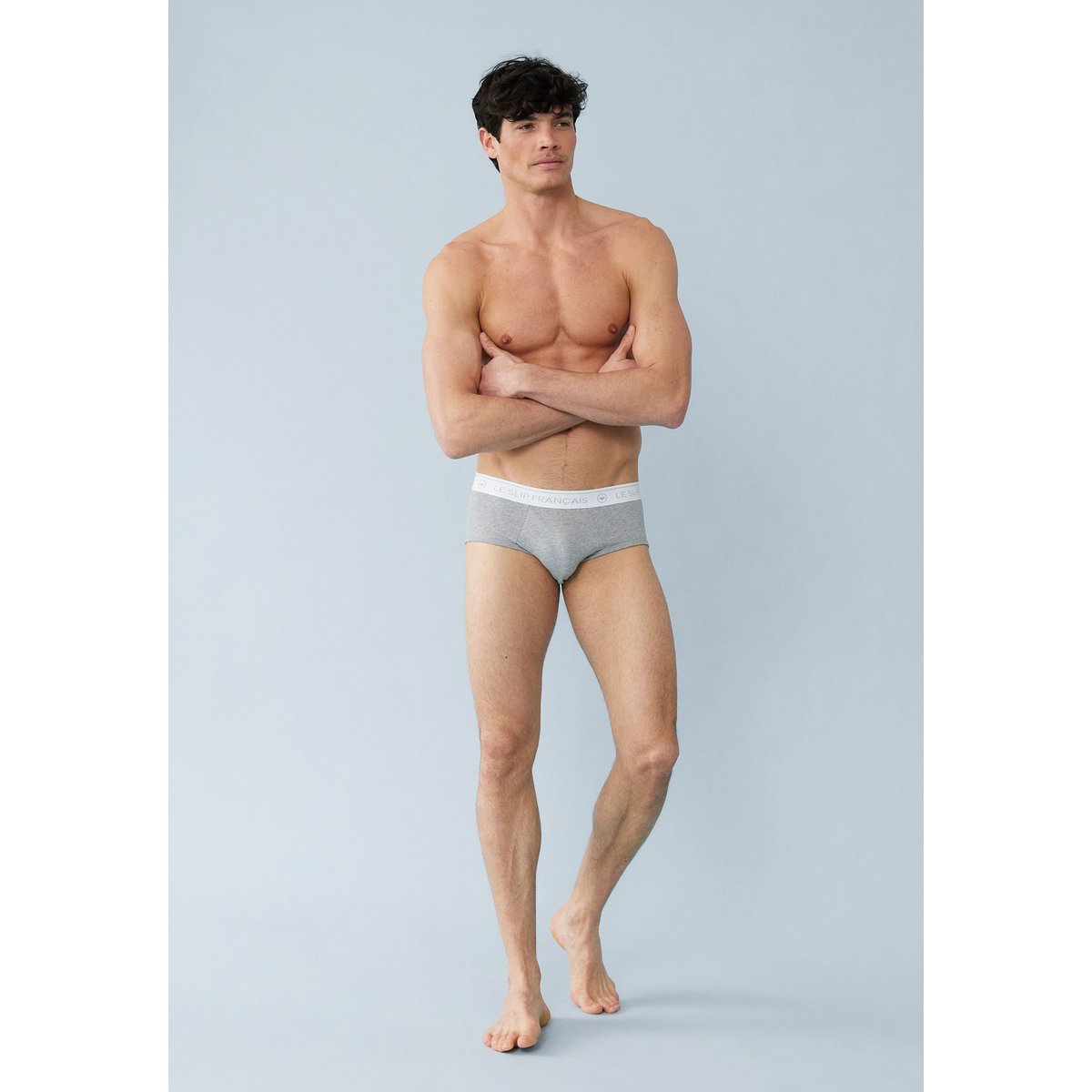Lot de 4 slips en coton Intrepidequatro noir bleu marine bleu gris chiné, LE SLIP FRANCAIS