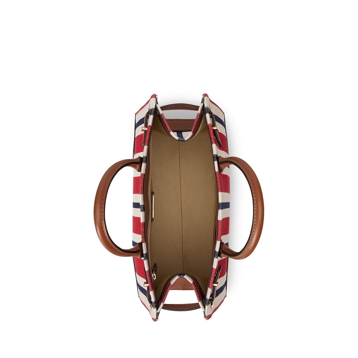 Gestreepte draagtas in canvas, DEVYN rood/camel, LAUREN RALPH LAUREN