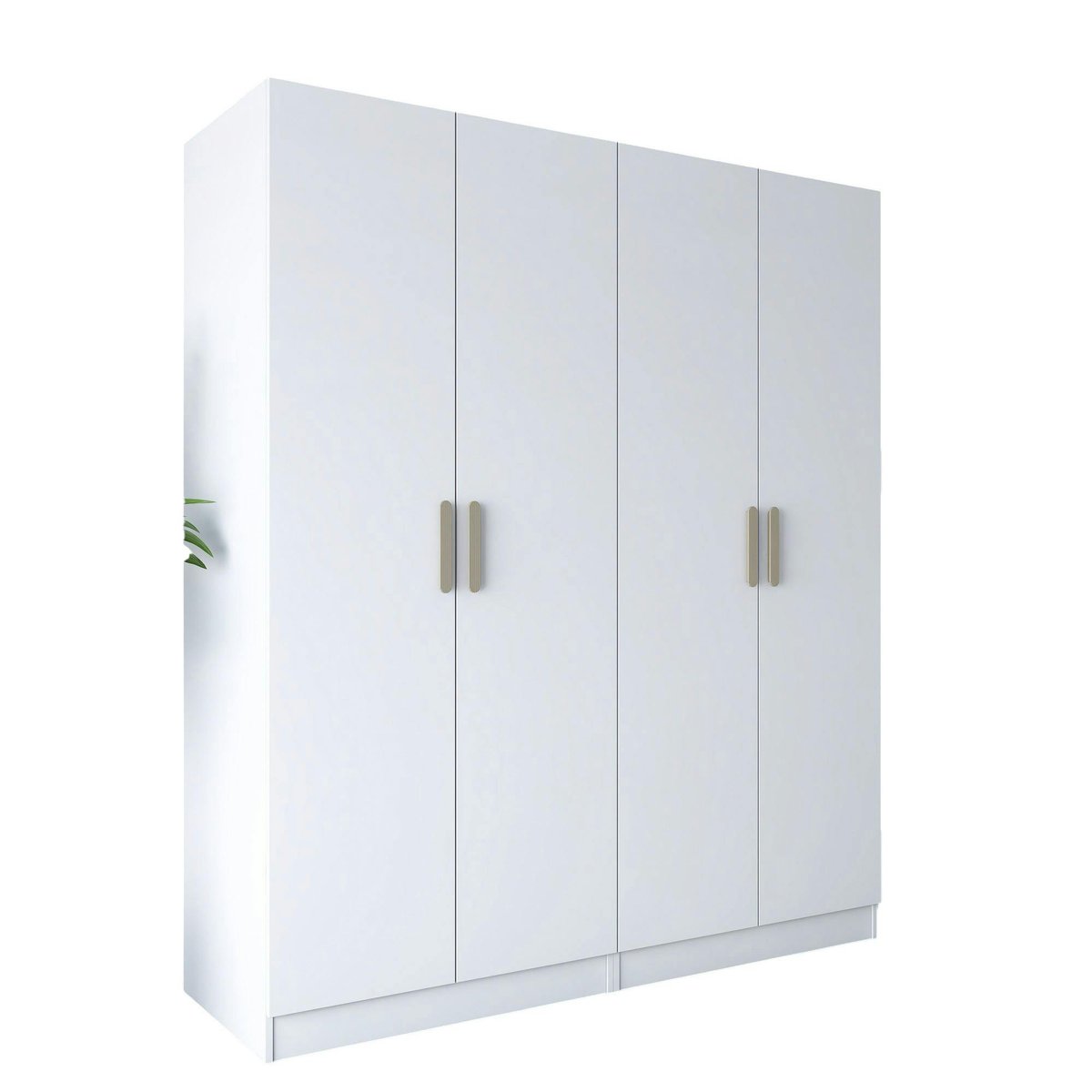 Armoire blanche 4 portes à poignées verticales BYRON blanc, PIER IMPORT