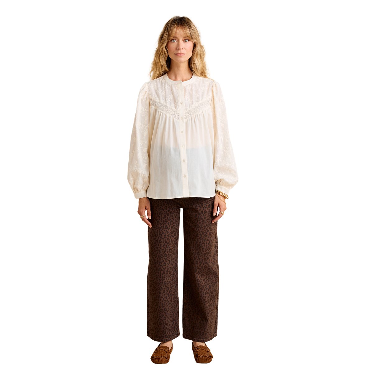 Blouse de grossesse et allaitement brodée crème, ENVIE DE FRAISE